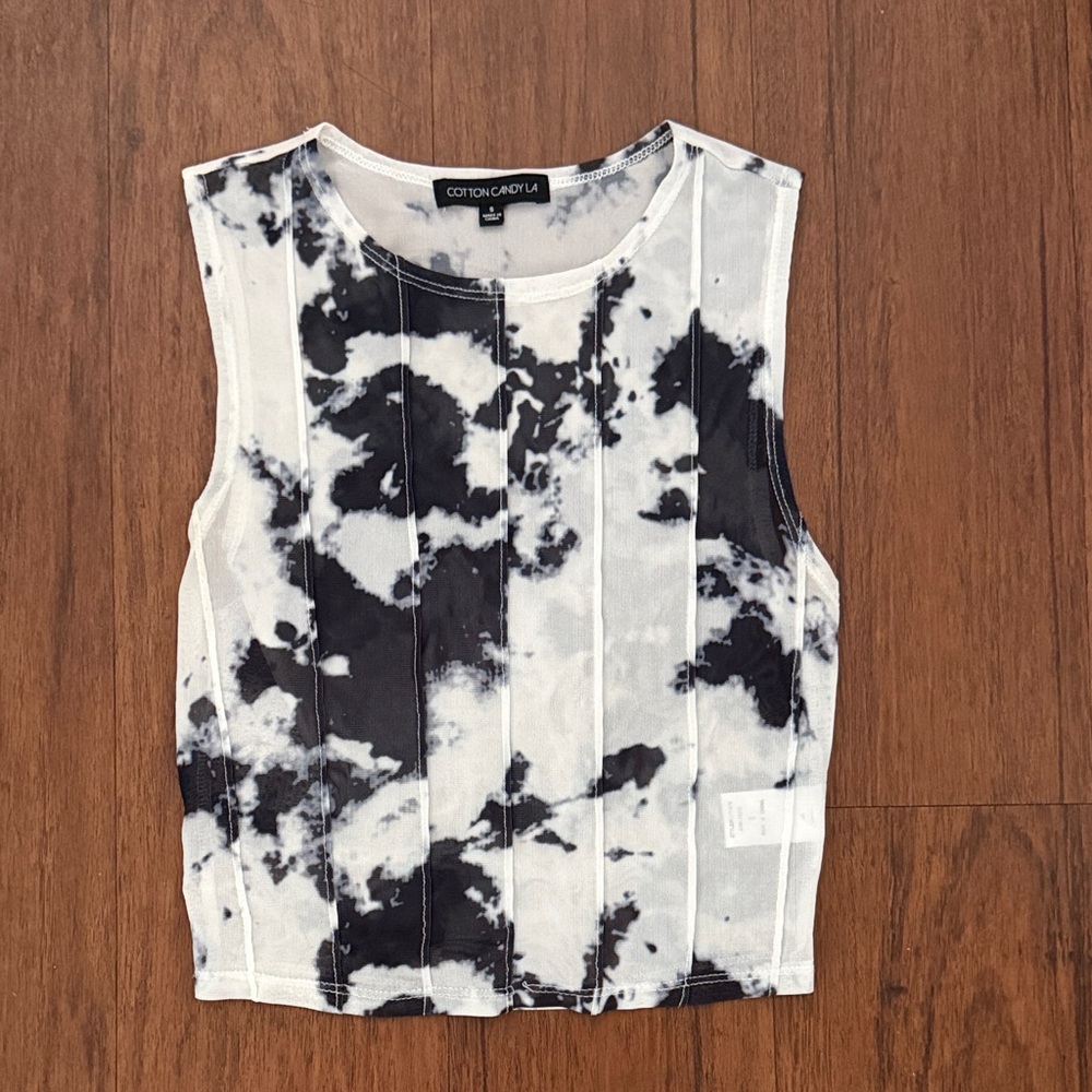 Cotton Candy Black and White Sheer Tie-Dye Tank Top